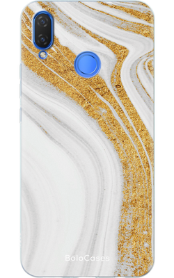 Чохол для Huawei Мармур білий з золотими розводами 22302 фото