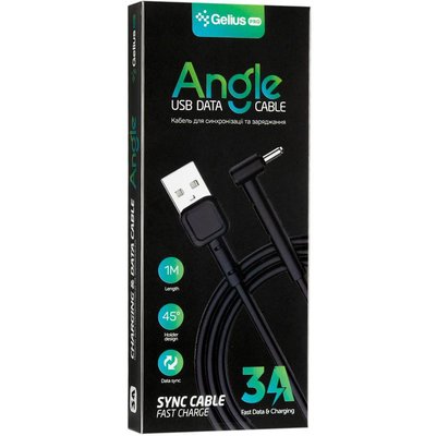 USB Cable Gelius Pro Angle MicroUSB Black 31255 фото