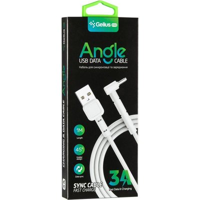 USB Cable Gelius Pro Angle MicroUSB White 31256 фото