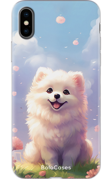 Чехол для iPhone Милый белый щенок 37413 фото