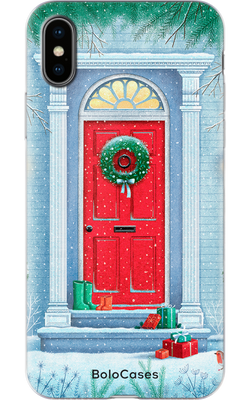 Чохол для iPhone Червоні різдвяні двері 32194 фото