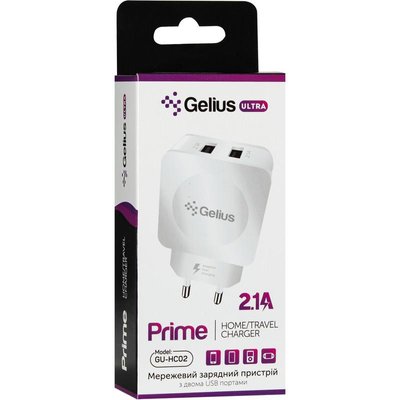 СЗУ Gelius Ultra Prime GU-HC02 2USB 2.1A White 31514 фото