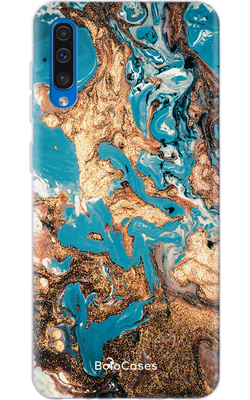 Чохол для Samsung Абстракція синя із золотом 21381 фото