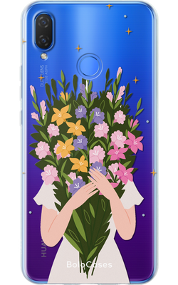Чохол для Huawei Дівчинка з букетом квітів 22445 фото