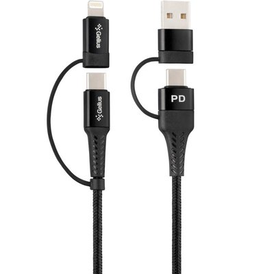 USB Cable Gelius Pro Unimog 2 GP-UC106 4in1 (USB-AType для Type-CLightning) PD Black (18W) 31322 фото