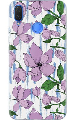 Чохол для Huawei Лілові квіти на білому фоні 22452 фото