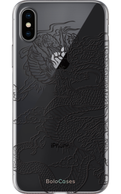 Чехол для iPhone Черный контур дракона 32073 фото