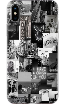 Чехол для iPhone Стикерный черно-белый Dior 32208 фото