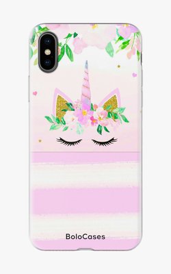 Чехол для iPhone Единорожок с розовыми цветами 25831 фото