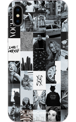 Чехол для iPhone Стикерный черно-белый Vogue 30745 фото