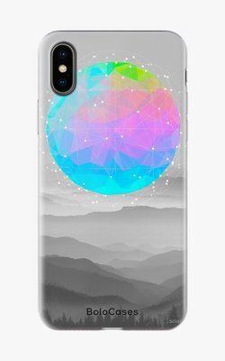 Чехол для iPhone Серое пространство и фигурная луна 26296 фото