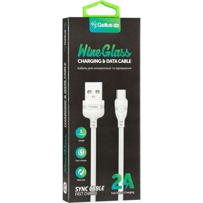 USB Cable Gelius Pro WineGlass MicroUSB White (1m) 31303 фото