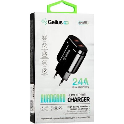СЗУ Gelius Pro Avangard GP-HC06 2USB 2.4A + Cable MicroUSB Black (12 міс) 31450 фото