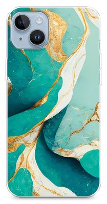 Чехол для iPhone Мрамор голубовато-бирюзовый с золотом 36355 фото