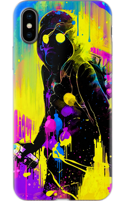 Чехол для iPhone Человек в противогазе на цветном фоне 30227 фото