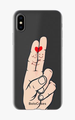 Чехол для iPhone Нарисованная любовь на пальцах 25914 фото