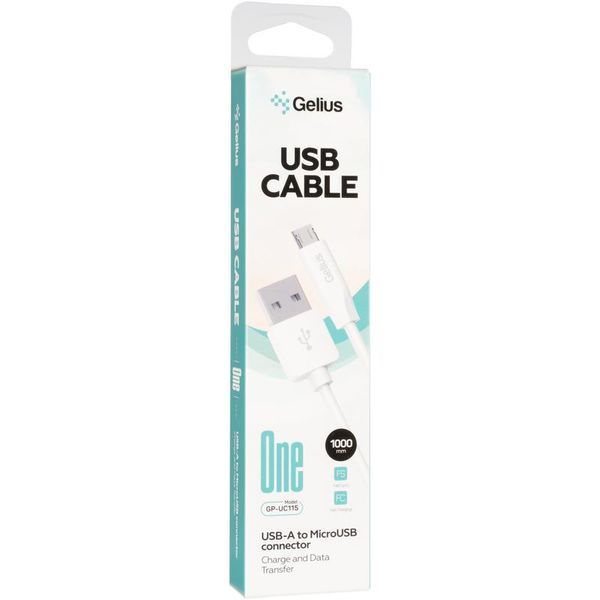 Кабель USB Gelius One GP-UC115 (1m) MicroUSB White 31293 фото