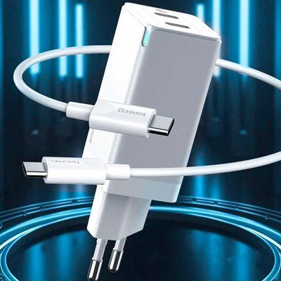 СЗУ 1USB + Type-C Baseus GaN2 Quick Charger 45W Type-C to Type-C Cable (CCGAN-Q02) 31492 фото