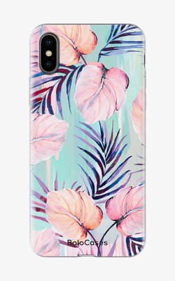 Чехол для iPhone Тропические розово-фиолетовые листья 26519 фото
