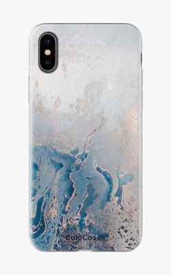 Чохол для iPhone Мармур біло-синій з розводами  26755 фото