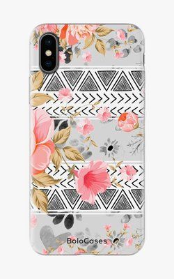Чохол для iPhone Сіра графіка з квітами 25773 фото