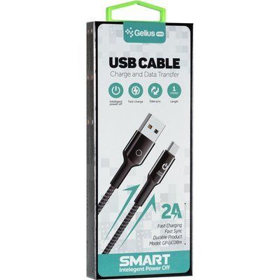 USB Cable Gelius Smart GP-U08m MicroUSB Black (2A) (1m) 31302 фото