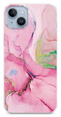 Чехол для iPhone Мрамор розовый с зелеными разводами 36356 фото