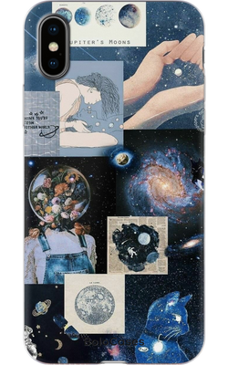 Чехол для iPhone Стикерный синий космос 29771 фото
