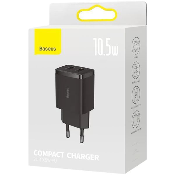СЗУ Baseus Compact Charger 10.5W 2USB (CCXJ010201) Black 31442 фото