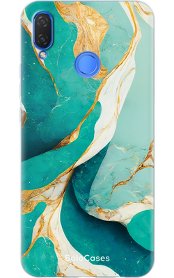 Чехол для Huawei Мрамор голубовато-бирюзовый с золотом 22305 фото