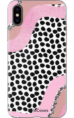 Чохол для iPhone Рожеві розводи з чорними вкрапленнями 32103 фото