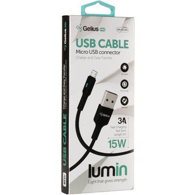 USB Кабель Gelius Pro Lumin Lamp GP-UC100 Micro USB Black (3A) 31300 фото