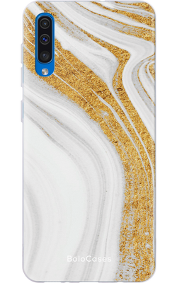 Чехол для Samsung Мрамор белый с золотыми разводами 21812 фото