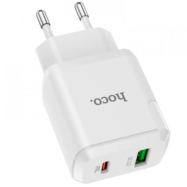 СЗУ 1USB + Type-C Hoco N5 PD20W+QC3.0 White + Cable Type-C to Type-C 31466 фото