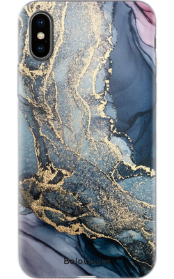 Чехол для iPhone Синяя акварель с золотом 30209 фото