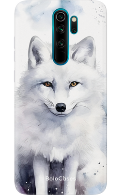 Чехол для Xiaomi Снежная лисичка на белом фоне. 32096 фото