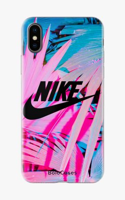 Чехол для iPhone Неоновые листья и логотип Nike 25944 фото