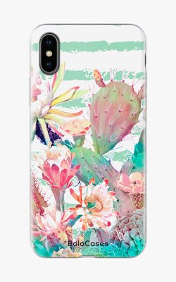 Чехол для iPhone Нежно розово-бирюзовые кактусы. 26527 фото