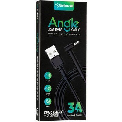 USB Cable Gelius Pro Angle MicroUSB Black 31297 фото