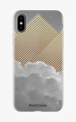 Чехол для iPhone Серые облака с золотыми контурами 26308 фото