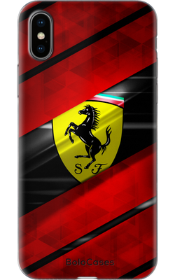 Чехол для iPhone Эмблема Ferrari и красные полосы 30999 фото