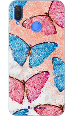 Чохол для Huawei з дизайном чарівні метелики та мармур 30771 фото
