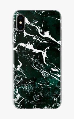 Чохол для iPhone Мармур темно-зелений з білими тріщинами 26768 фото