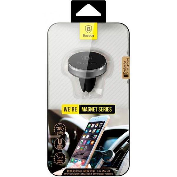 Холдер Baseus Magnet Car Mount (SUGENT-MO01) Black 31547 фото