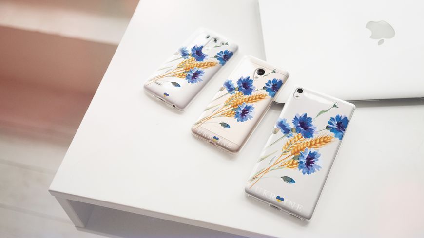 Чохол для Huawei Волошки з колоском і надпис Ukraine 42719 фото