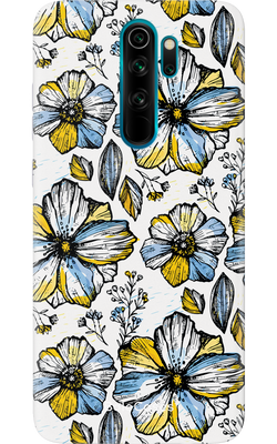Чехол для Xiaomi Графические цветы на белом фоне 27514 фото