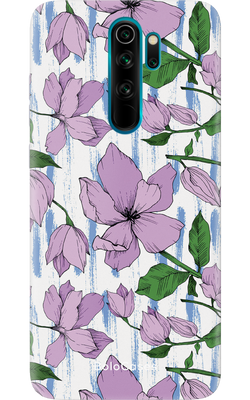 Чехол для Xiaomi Лиловые цветы на белом фоне. 27515 фото