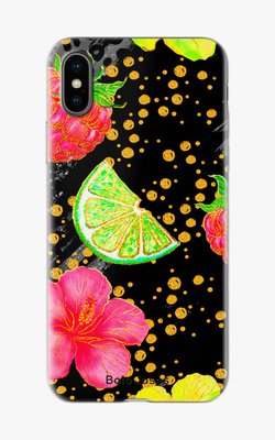 Чехол для iPhone Лайм и цветок с золотыми вкраплениями 25923 фото