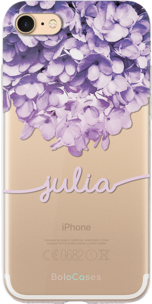 Чохол для iPhone Ім'я та ніжний бузок (НАПИС БУДЬ-ЯКИЙ) 27133 фото