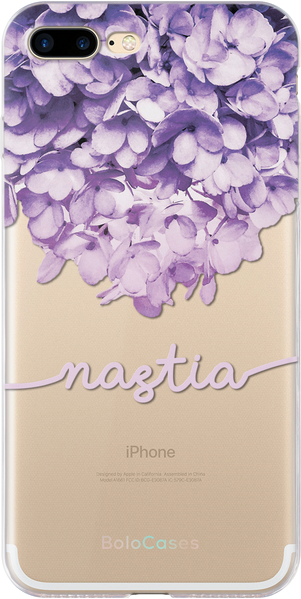 Чохол для iPhone Ім'я та ніжний бузок (НАПИС БУДЬ-ЯКИЙ) 27133 фото